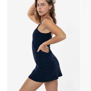 Los Angeles Apparel Heavy Rib Spaghetti Mini Dress (Navy, Large)